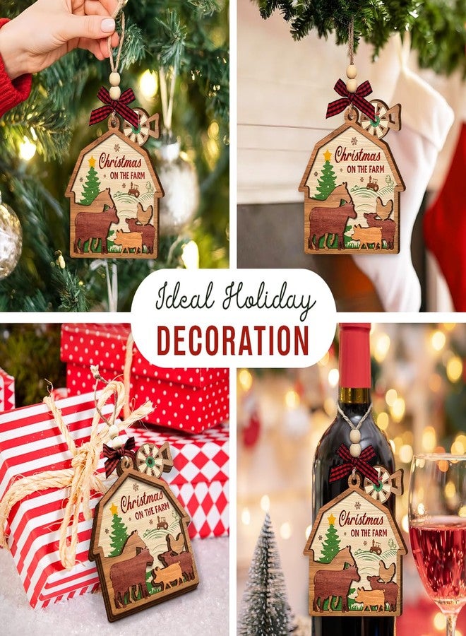 Veryhomy Farmhouse Christmas Ornaments 2025 - Wooden Rustic Farm Animal Ornaments for Christmas Tree Hanging Decor - Barn Farm Gifts for Women, Men, Farmer Gifts for Animal Lovers, Family, Friends - Image 4
